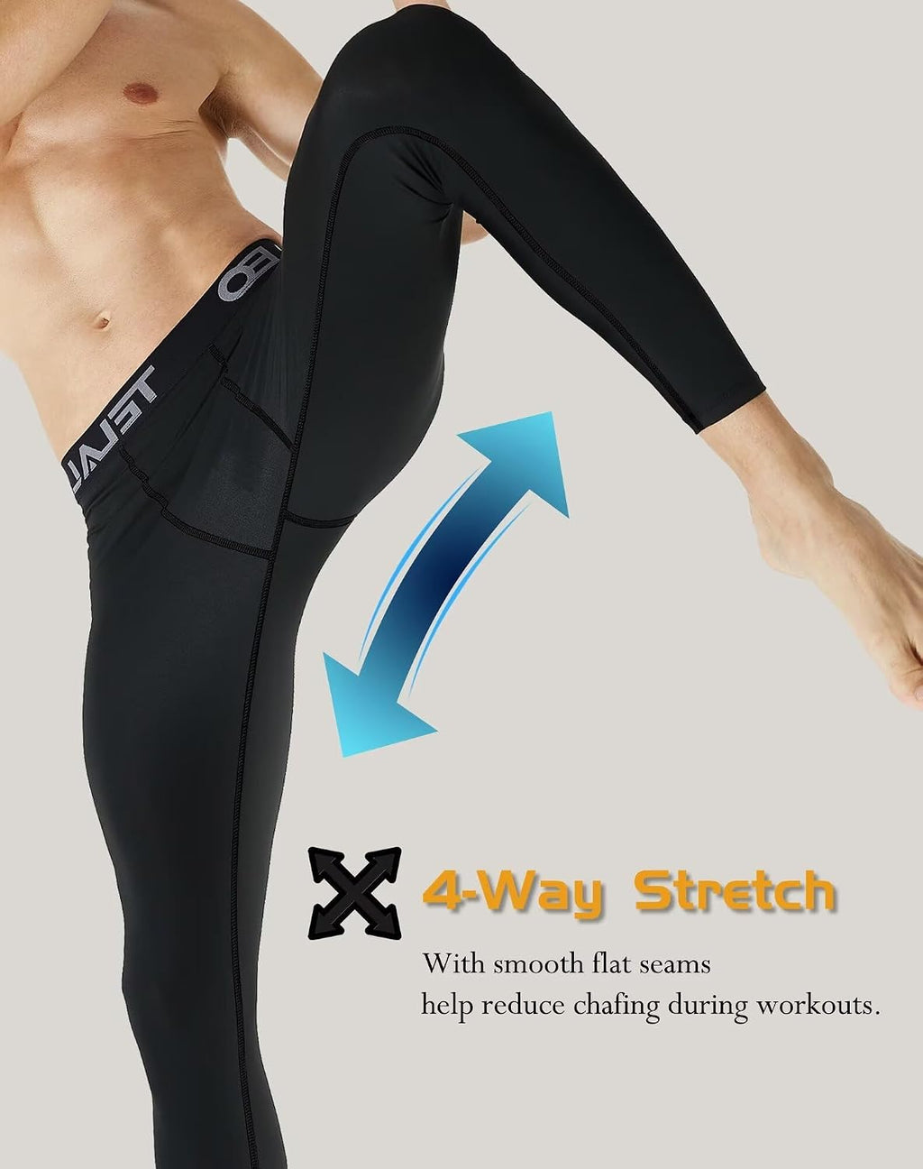 4 or 5 Pack Men's Thermal Compression Pants Fleece Lined Tights Leggings