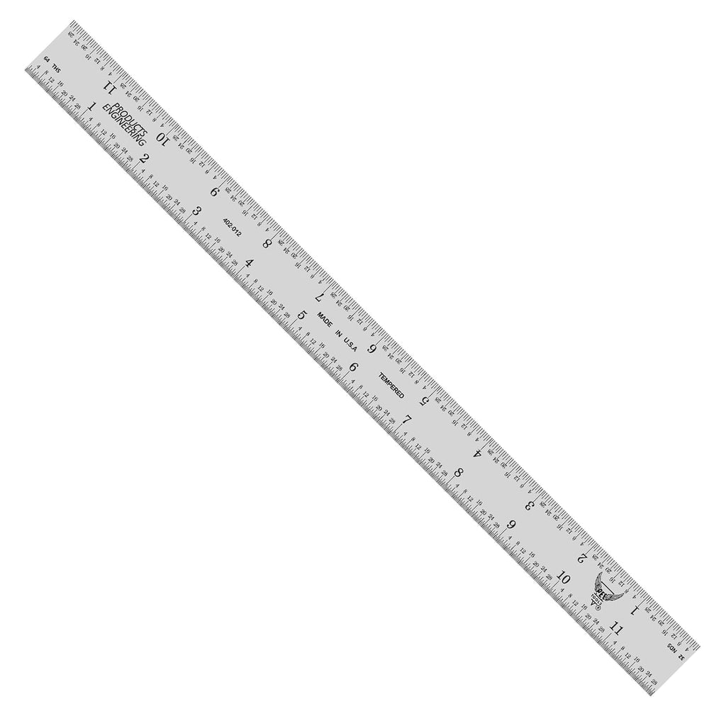 PEC Tools 12" Metal Ruler, Rigid, 4R Graduation, High Precision, Pack of 3