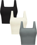 OLCHEE Womens 3 Pack Crop Tank Tops Sleeveless Square Neck Workout Top