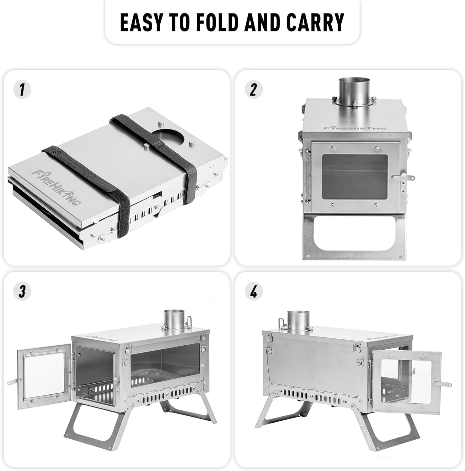 FireHiking Ultralight Wood Stove (2nd Gen) LANK Mini Camping Titanium Tent Stove Thickened TA1 Anti-deformation Folding Portable Wood Burning Stove