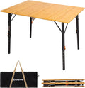 KingCamp Bamboo Folding Camping Table with Adjustable Height
