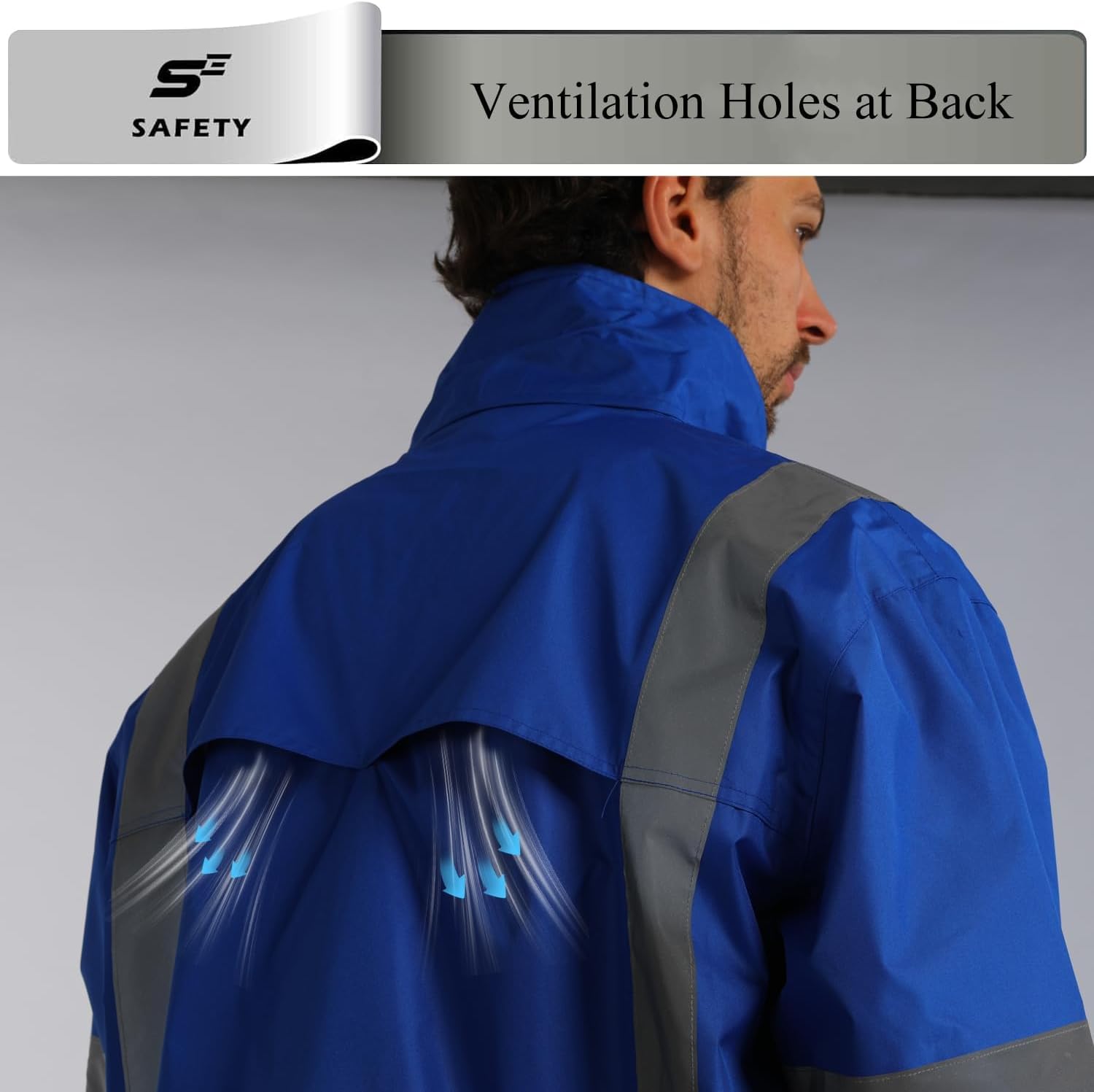 sesafety Hi Vis Rain Jacket, Rain Suits for Men Waterproof withBlack Bottom