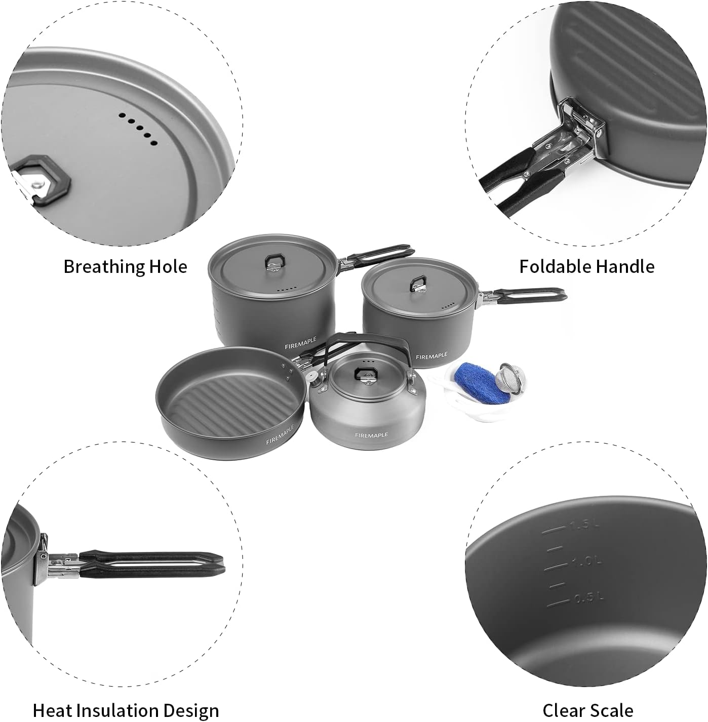 Fire-Maple Feast Outdoor Camping Cookware, Pot and Pan Set Stackable Kit