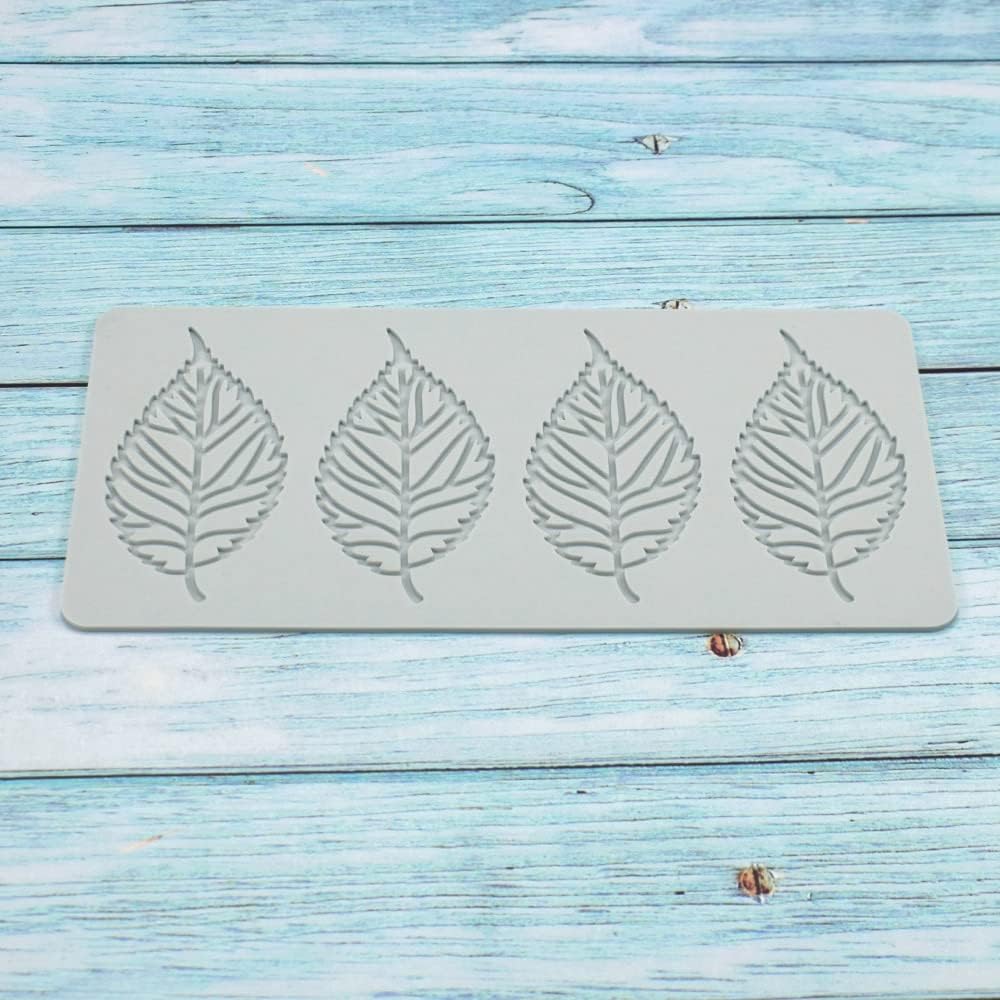 Hollow Leaf Silicone Molds Lover Heart Chocolate Molds Geometry 3D Silicone Mould Chocolate Candy Leaf Mold Sugar Craft Cake Decoration Cupcake Top (V_Leaf_9.2 * 4.44 * 0.12inch)