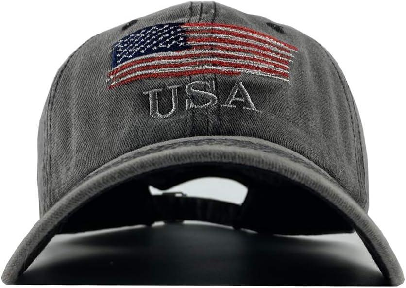 Washed American Flag Baseball Cap Adjustable Sun Dad Gift Hats for Unisex