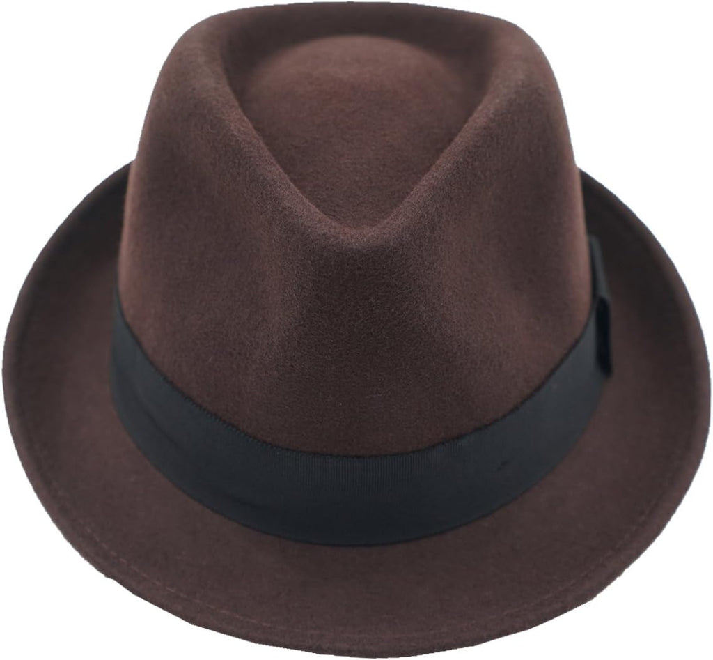 Home Prefer Men's Wool Felt Winter Hat Short Brim Fedora Hat