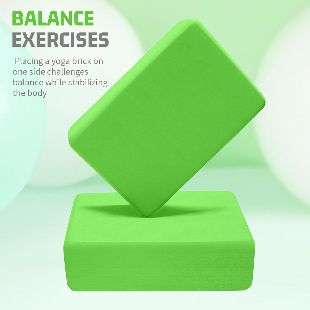 biguphate 2 Pack Yoga Blocks, 3"x6"x9" Rounded Edges Non-Slip, Yoha Bricks