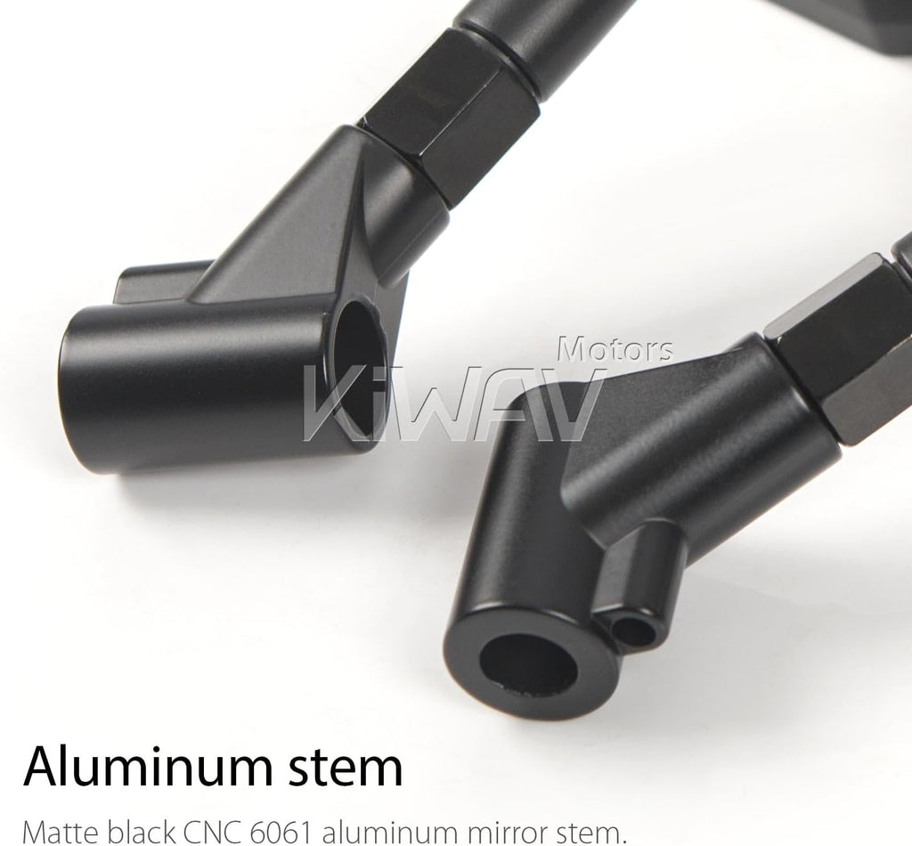 KiWAV 4Rizz Black Motorcycle Rear View Mirrors Universal Fit 10mm 8mm Metric Bikes Scooters Chopper Cafe Racer Sold as 1 Pair