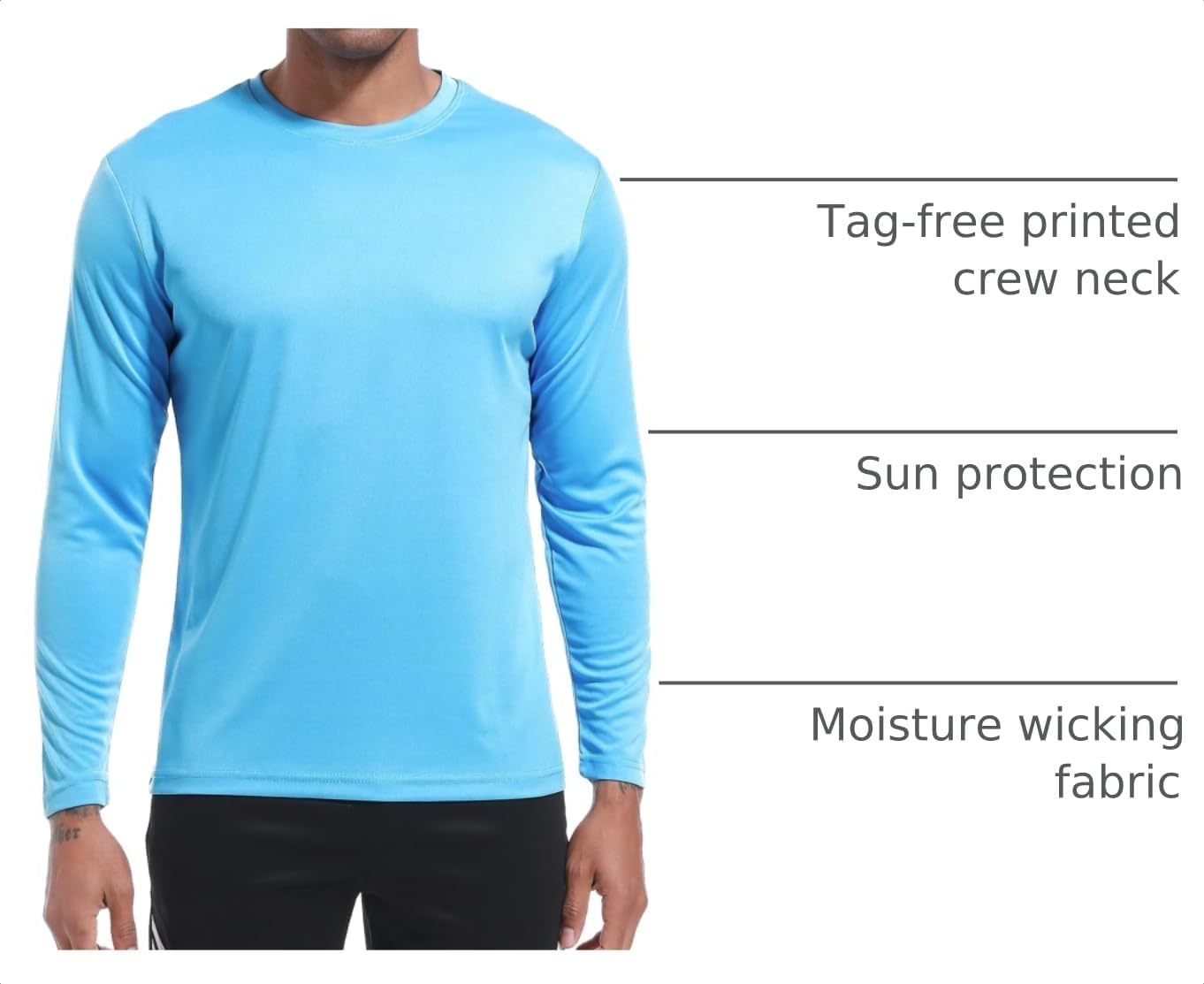 OYGSieg 6 Pack Long Shirts for Men Quick Dry Sun Protection Tee Shirts | Quick dry, Breathable, Moisture wicking, UPF, UV Protection, Lightweight for Daily Work and Outdoor Athletic Wear