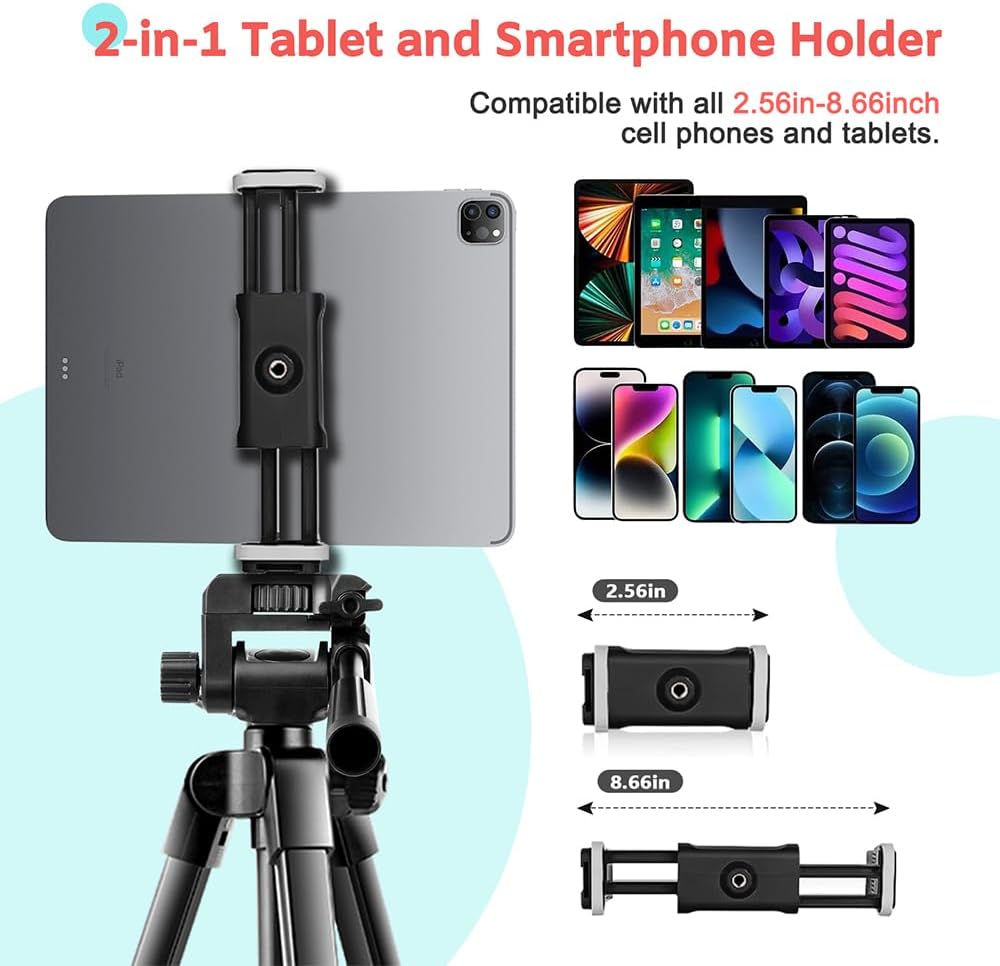 UBeesize 64'' iPad Tripod for iPhone and Camera with Remote & Carry Bag