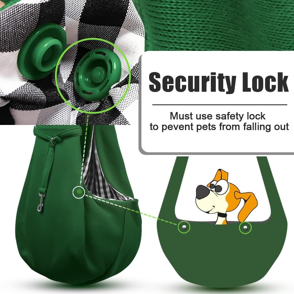 Tomkas Small Dog Cat Sling Carrier Puppy Purse Travel Wrap Soft Crossbody Pet Bag (Emerald Green, M - Zip Pocket & Adjust Strap)