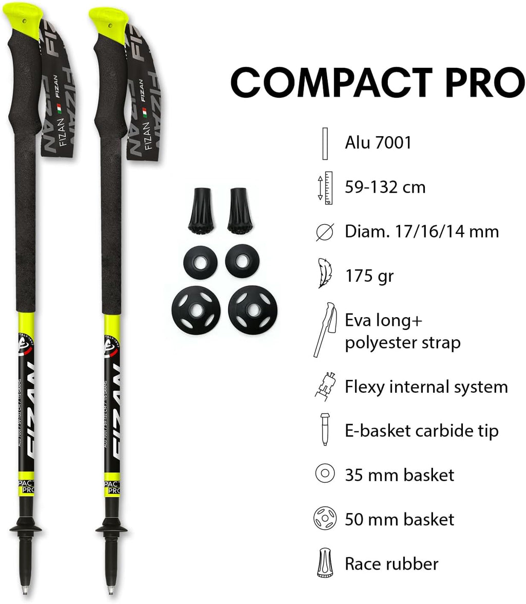 Fizan Compact Pro - 6.1 oz Ultralight Adjustable Trekking Poles for Trail Running and Hiking