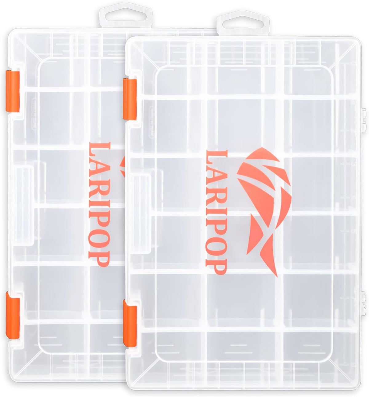 LARIPOP 4-Pack 3600 Fishing Tackle Boxes, Clear Plastic Storage Trays with Adjustable Dividers, Organizer for Lures, Hooks, Sinkers, Jigs & Fishing Accessories