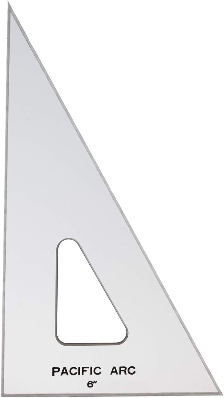 Pacific Arc Drafting Triangle, 22-inch, 45/90 Degrees, Clear Acrylic