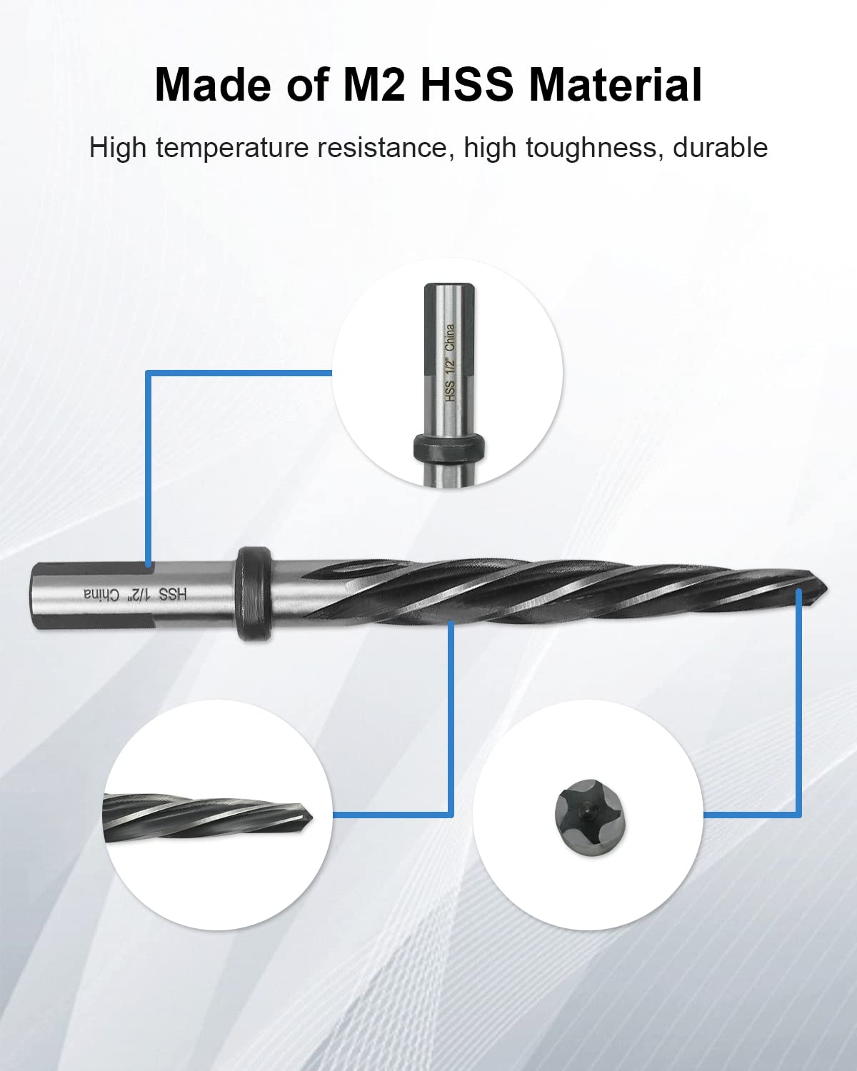 1/2" Drill Bridge/Construction Reamer Bit with 1/2" Shank HSS Taper Chucking Reamer Bit Tool for Steel Metal Wood Alloy Drilling Hole