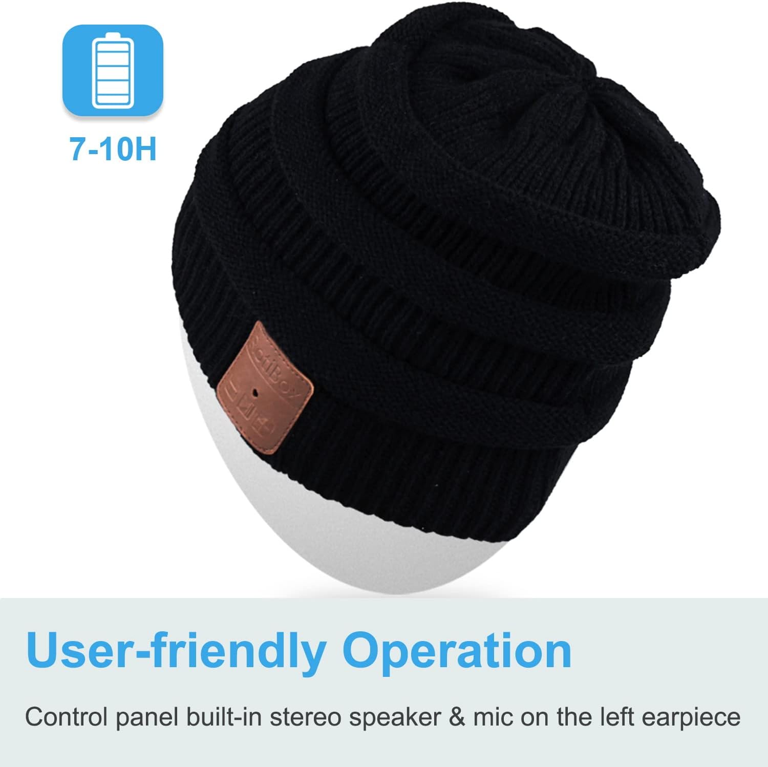 Rotibox Bluetooth Beanie Hat with Headphones for Outdoor Sports Xmas Gifts