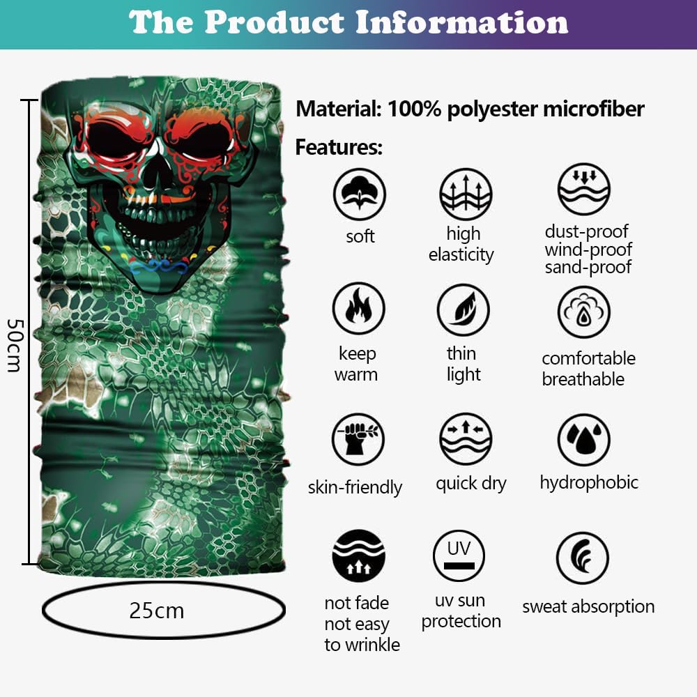 Neck Gaiter Mask,Bandana Gator Face Cover Mask Sun UV Protection,Neck Warmer Balaclava,Tube Face Scarf,Headband for Outdoor