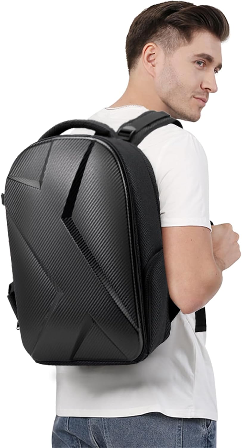 Camera Backpack Hard Shell Imitation Carbon Fiber DSLR, Waterproof Shockproof w/15.6" Lap Comp for Photo, Travelers & Daily.