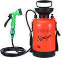 SearQ Portable Camping Shower with 7 Spray Modes, Hand Press Shower with Removable Hose and Head, Pressure Rinse Kit for Hiking, Traveling, Garden, Beach, Pet