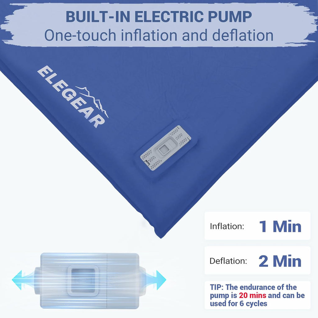 Elegear Self Inflating Sleeping Pad with Electric Pump 3.15" Memory Foam