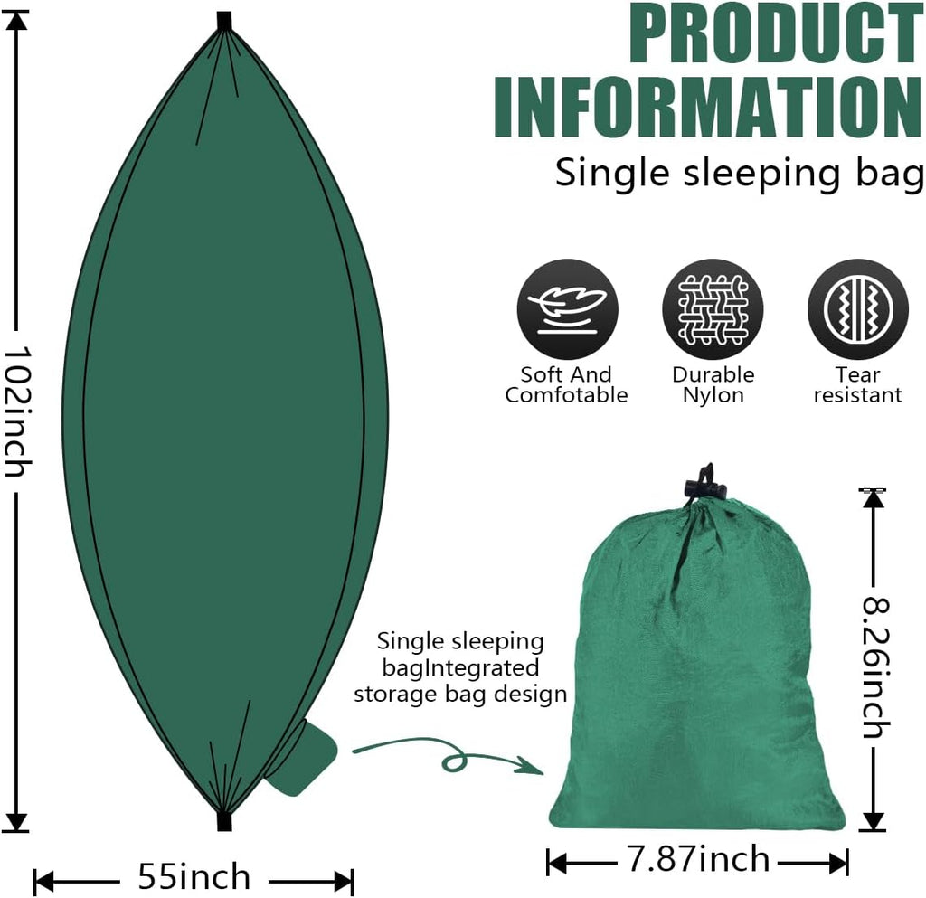 OBTANIM Camping Hammock 500lbs Portable Lightweight Single or Double Hammock with Tree Straps and Carry Bag for Camping Backpacking Hiking Travel Beach Outdoor Indoor (Dark Green)