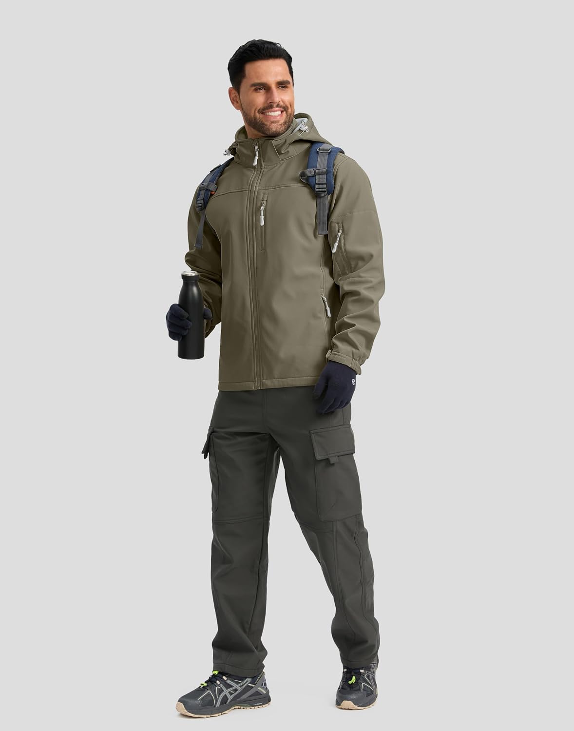 Pudolla Men's Softshell Jacket Hooded Fleece Lined Coats for Outdoor Work