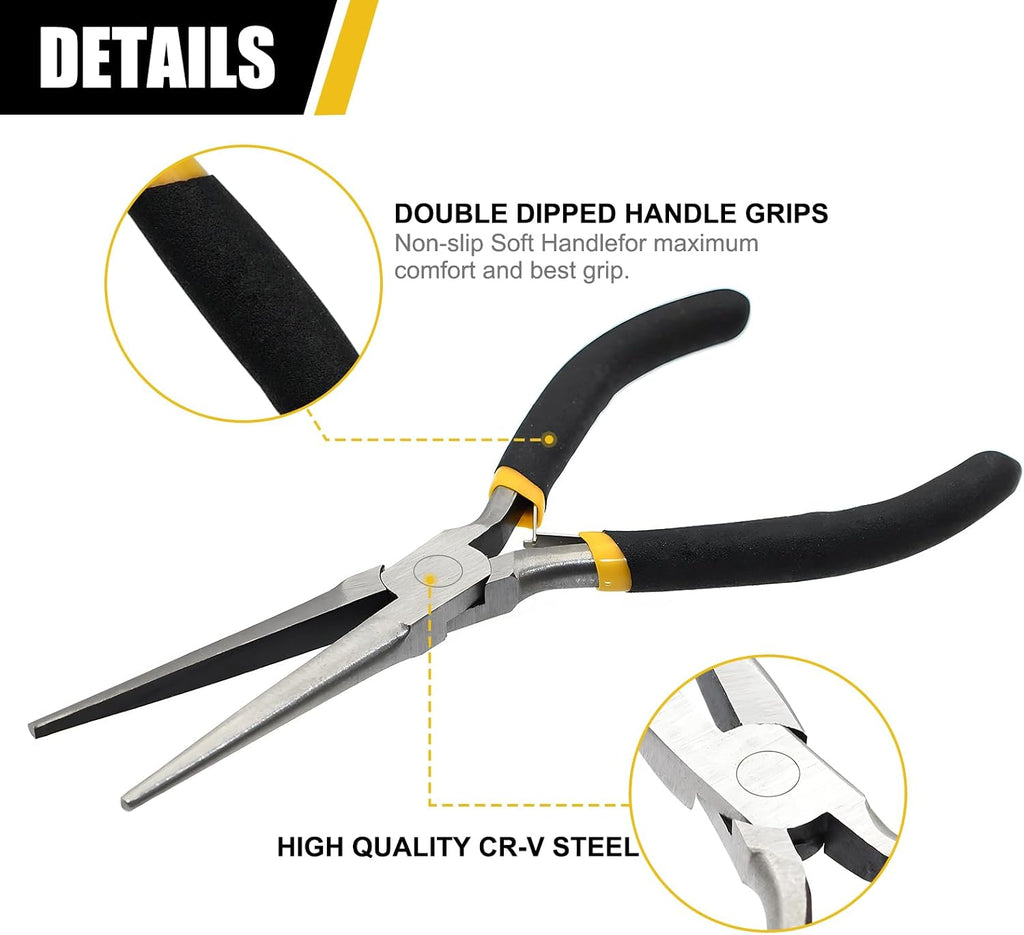 8-Piece 4.5-Inch Mini Pliers Kit - Long Nose, Diagonal, End Cutting, Bent Nose, Combination, Flat Nose, Needle Nose & Round Nose Tools for Jewelry Making