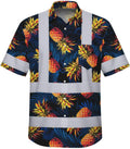 High Visibility Hawaiian Shirt for Men Tropical Shirts Custom Name Floral Outfit Reflective Safety Workwear