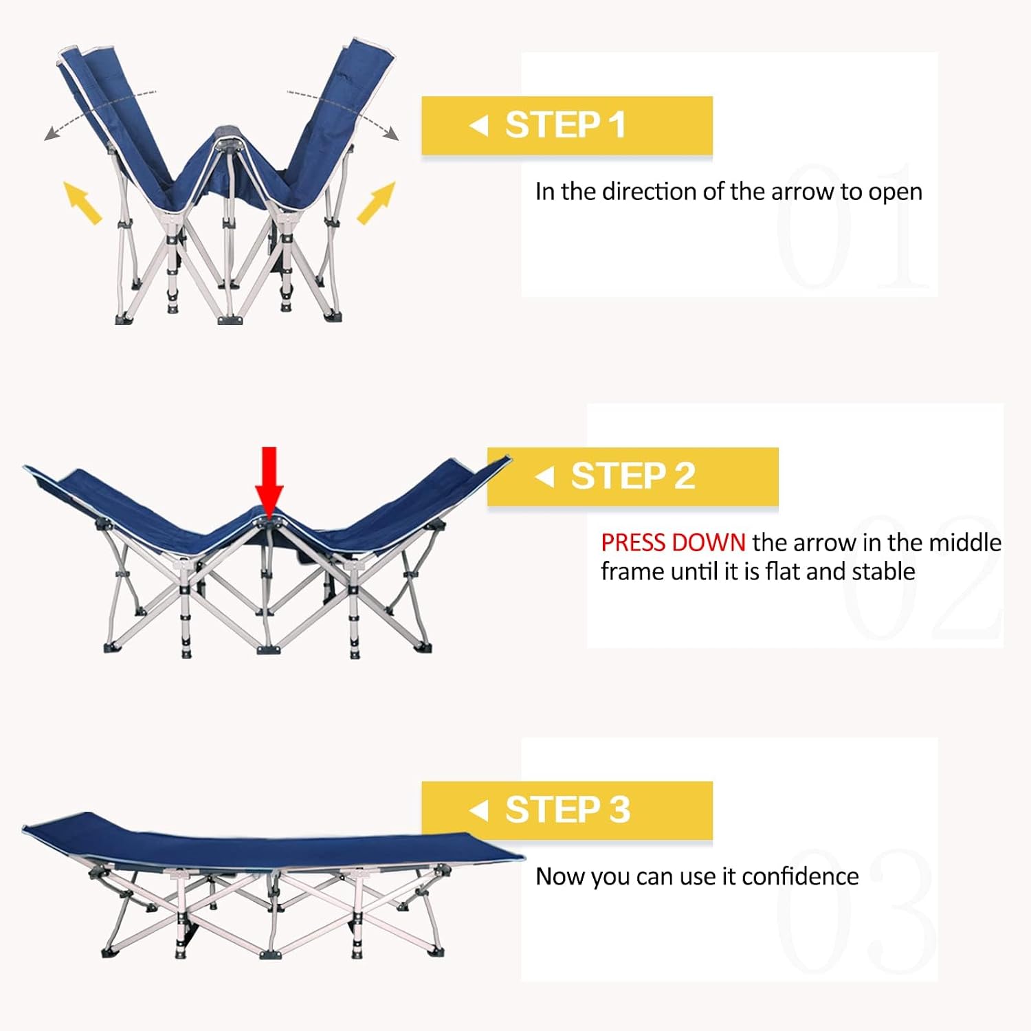 2 Pack Camping Cot with Comfortable Mattress, Folding Camping Bed