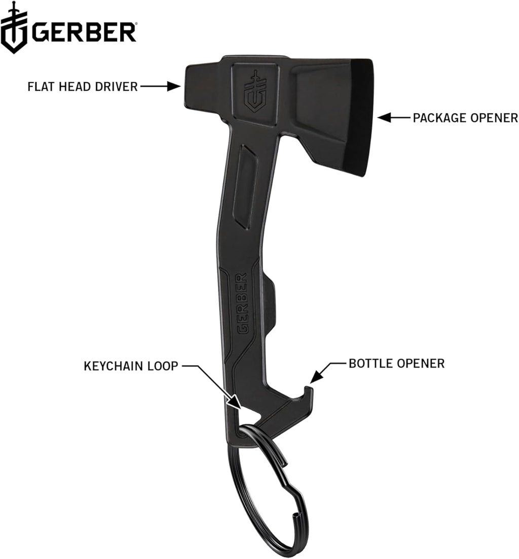 Gerber Gear Hatchet Keychain 3-in-1 Multitool, Clips to Pocket or Keychain with Bottle Opener, Flathead Driver, Package Opener, EDC Gear for Everyday Carry