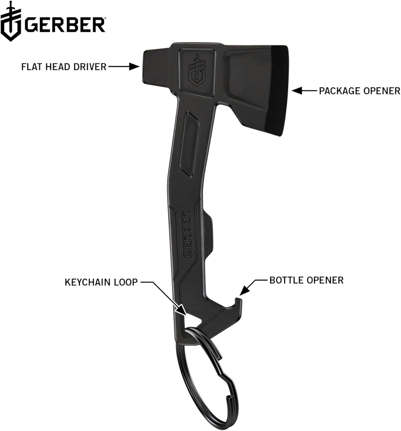 Gerber Gear Hatchet Keychain 3-in-1 Multitool, Clips to Pocket or Keychain with Bottle Opener, Flathead Driver, Package Opener, EDC Gear for Everyday Carry