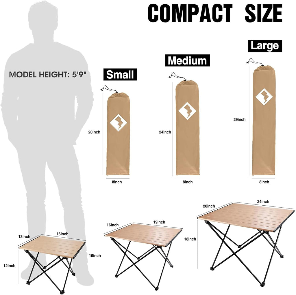 VILLEY Portable Camping Side Table, Ultralight Aluminum Folding Beach Table