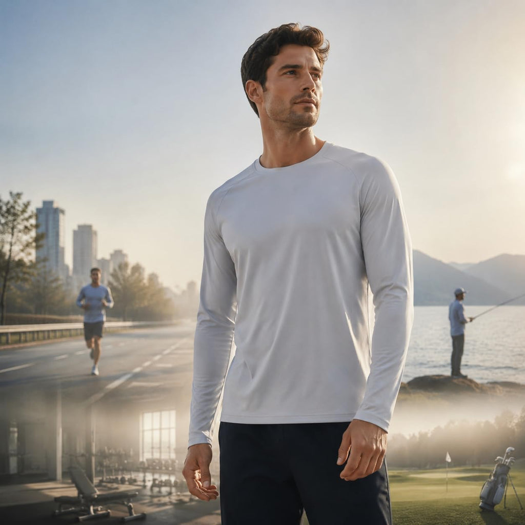 OYGSieg 6 Pack Long Shirts for Men Quick Dry Sun Protection Tee Shirts | Quick dry, Breathable, Moisture wicking, UPF, UV Protection, Lightweight for Daily Work and Outdoor Athletic Wear