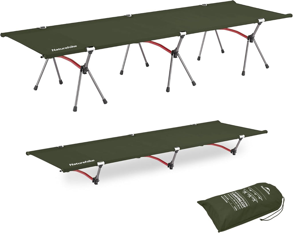 Naturehike ArmyWild Folding Camping Cot, Height Adjustable Ultralight Backpacking Cot, Portable Camping Bed for Camping Hiking Travel Home