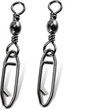 QISHUO High Strength Fishing Swivels Stainless Clips Steel Snap Swivels Barrel Connector Saltwater Swivel Fishing Rolling Black Nickel