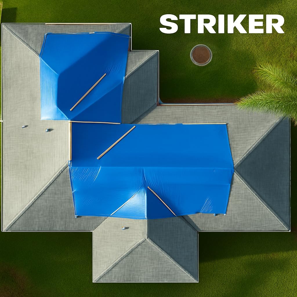 Striker Blue Tarp, Waterproof, UV Resistent, Covers 384 Sq. Ft 20' X 20'
