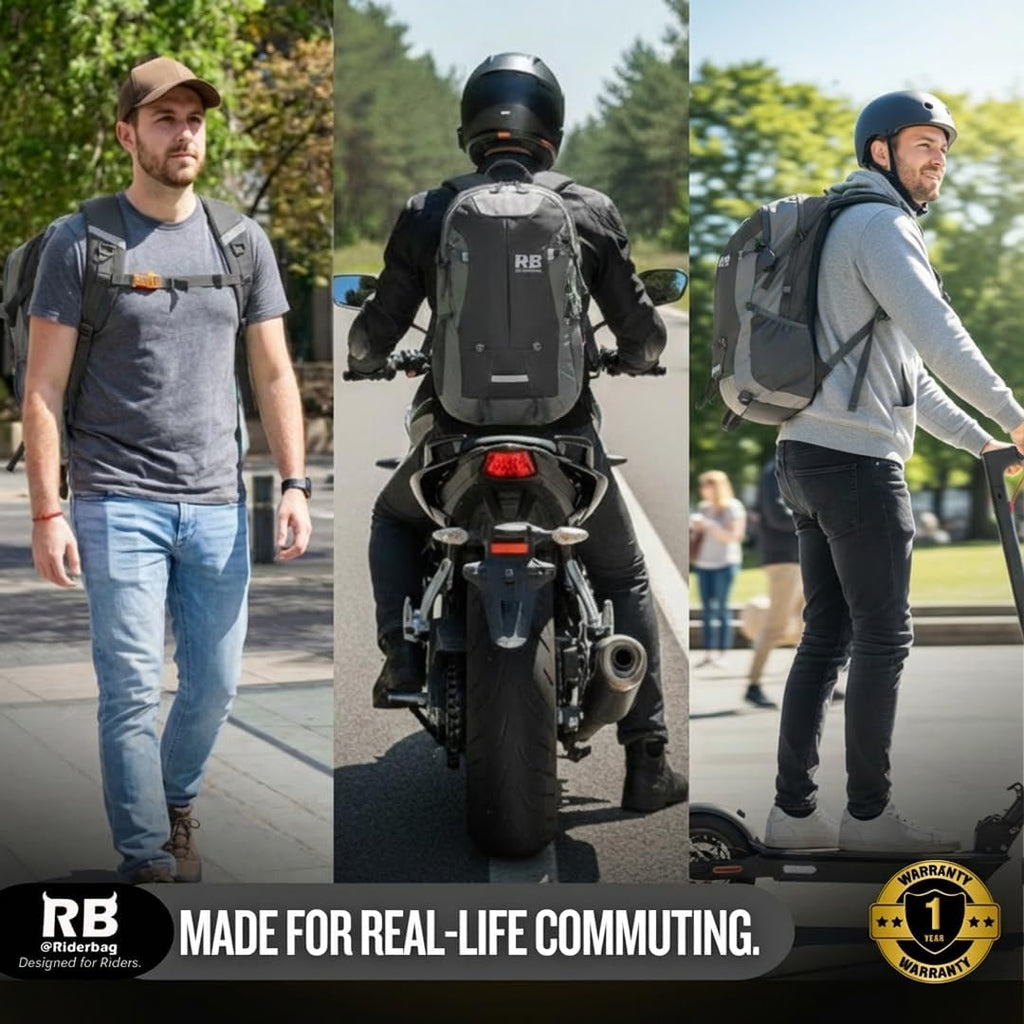 riderbag Reflective Motorcycle Backpack, Hi Viz Commuter Riding Bag