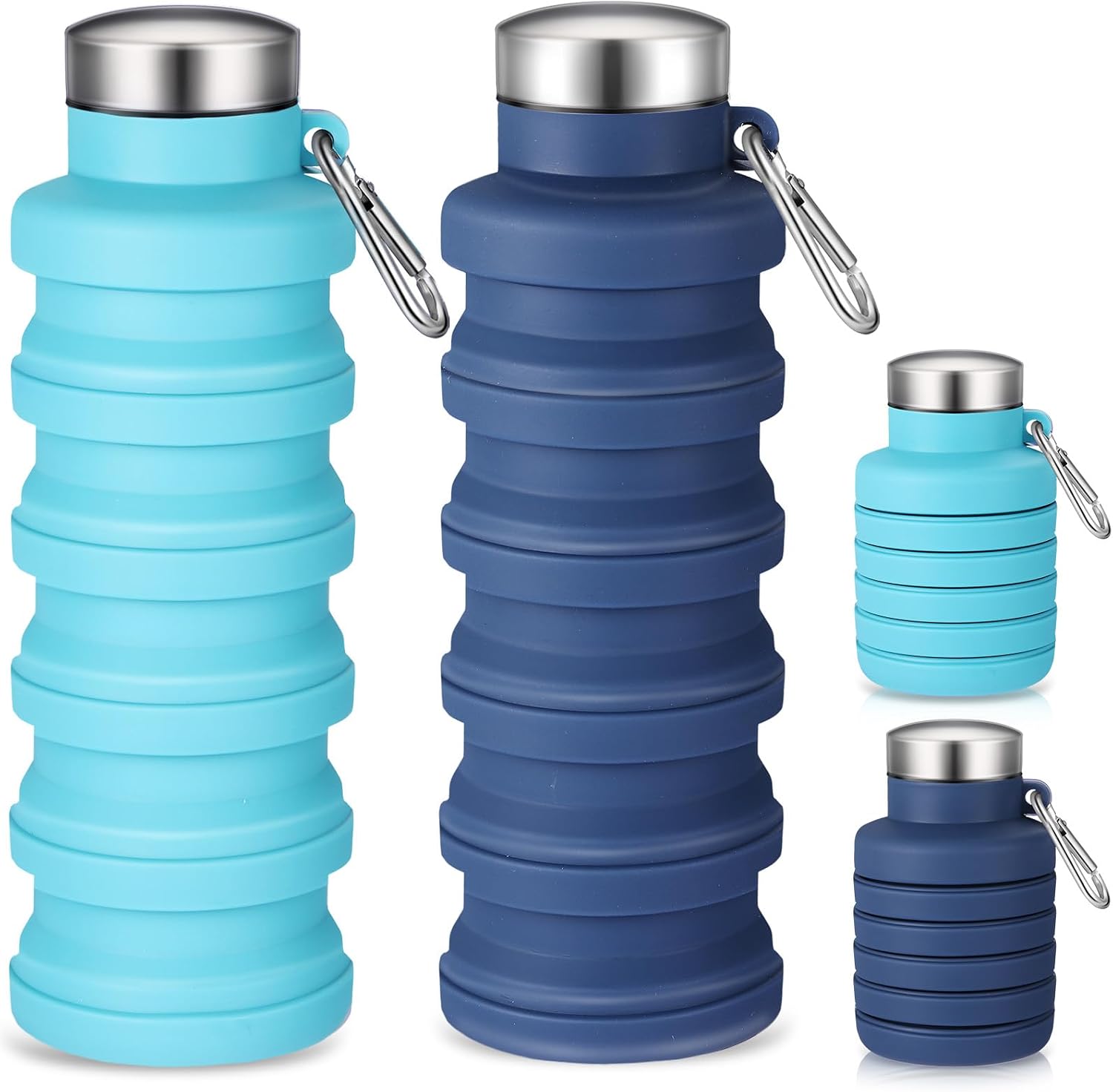 Baderke 2 Pcs Collapsible Water Bottles, 17oz, Green, Purple