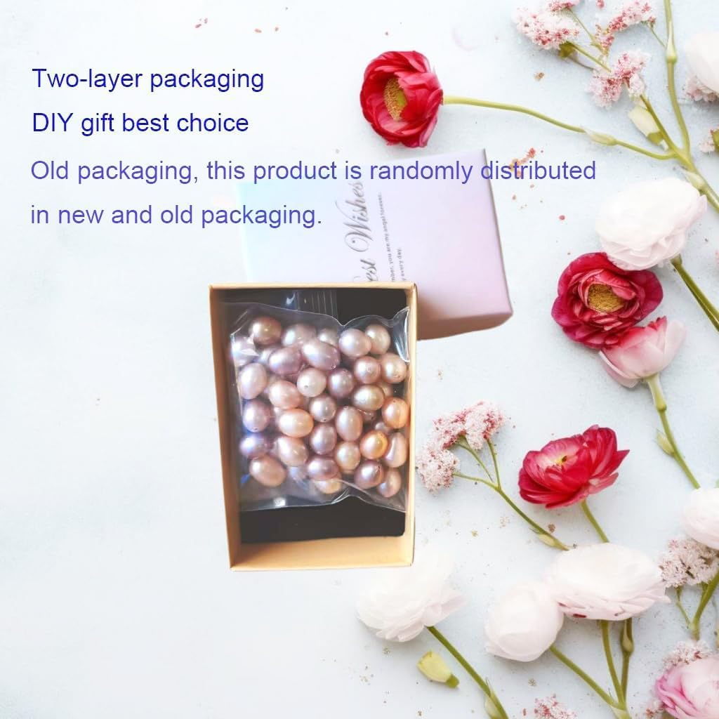 50 Pcs Real Pearls for Jewelry Making AAA 7-8 mm Non-Porous Natural Pearls Beads Oval Bead Loose Gemstone Bead Crafts Gift for Mother's Day.,DIY Gifts.