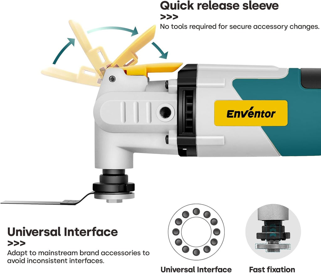 Enventor Oscillating Tool with Tool-Free Change, 260 W, 43 Accessories