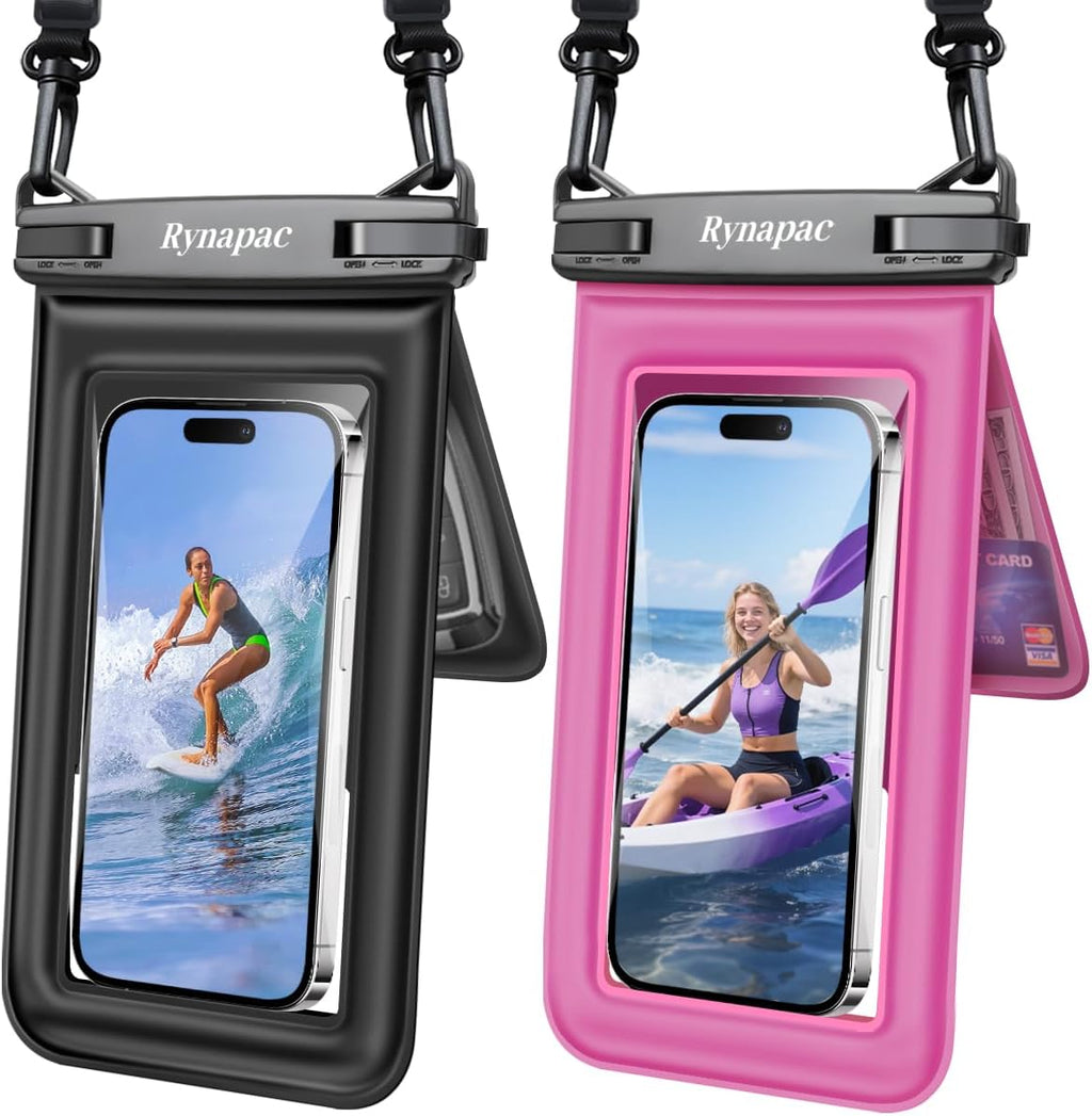 Rynapac Double Space Floating Waterproof Phone Pouch [Up to 8.5''], 2 Pack