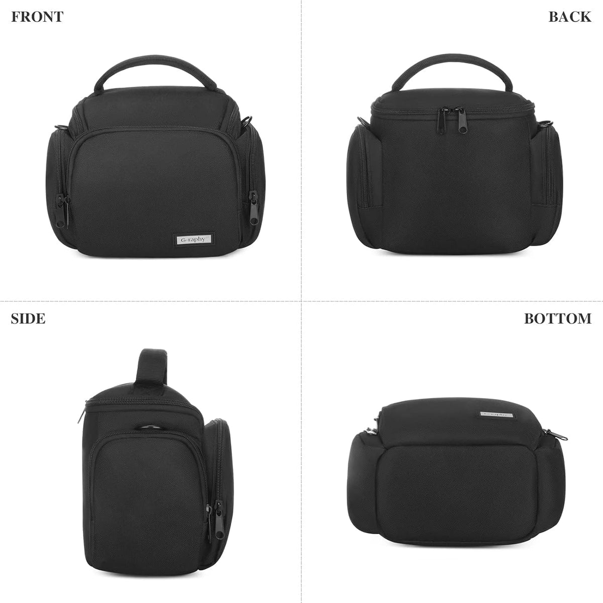 G-raphy Camera Bag Case Small Camera Sling Bags Camera Photography Accessories for DSLR SLR Mirrorless with Removal Straps Black