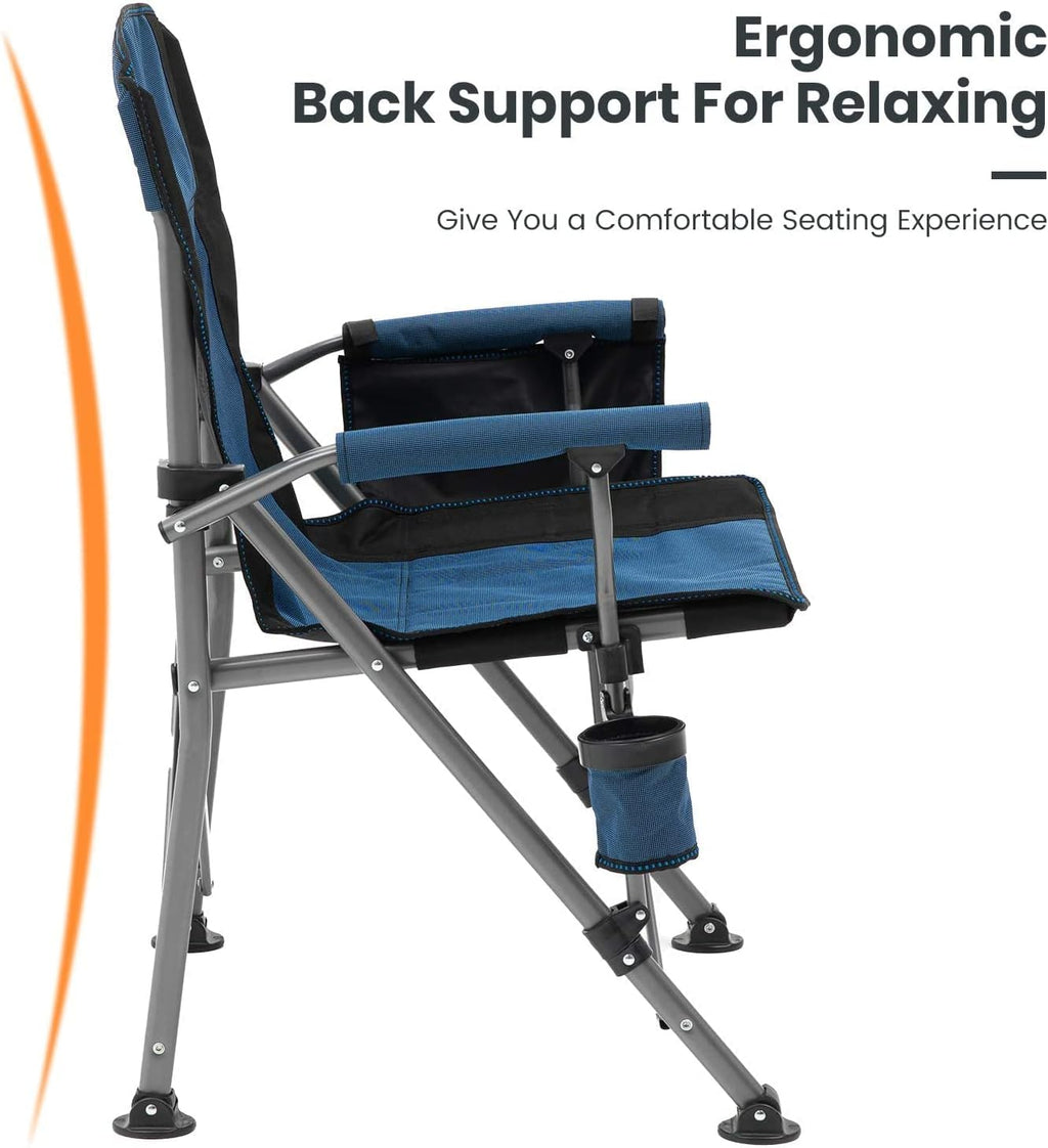 XGEAR 330LB Heavy Duty High Back Hard Arm Camping Chair with Cup Holder