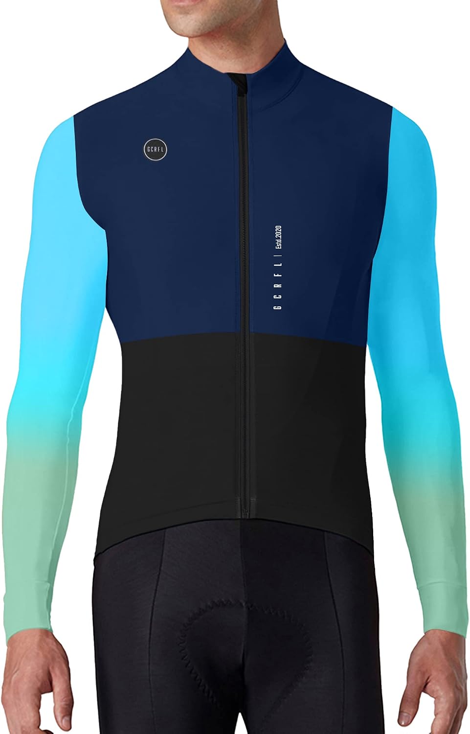 GCRFL Men's Cycling Jersey Long Sleeves Road Bike Jersey Shirt Cycling Tops, Zipper Pocket Lightweight PRO Race Fit UPF 50+