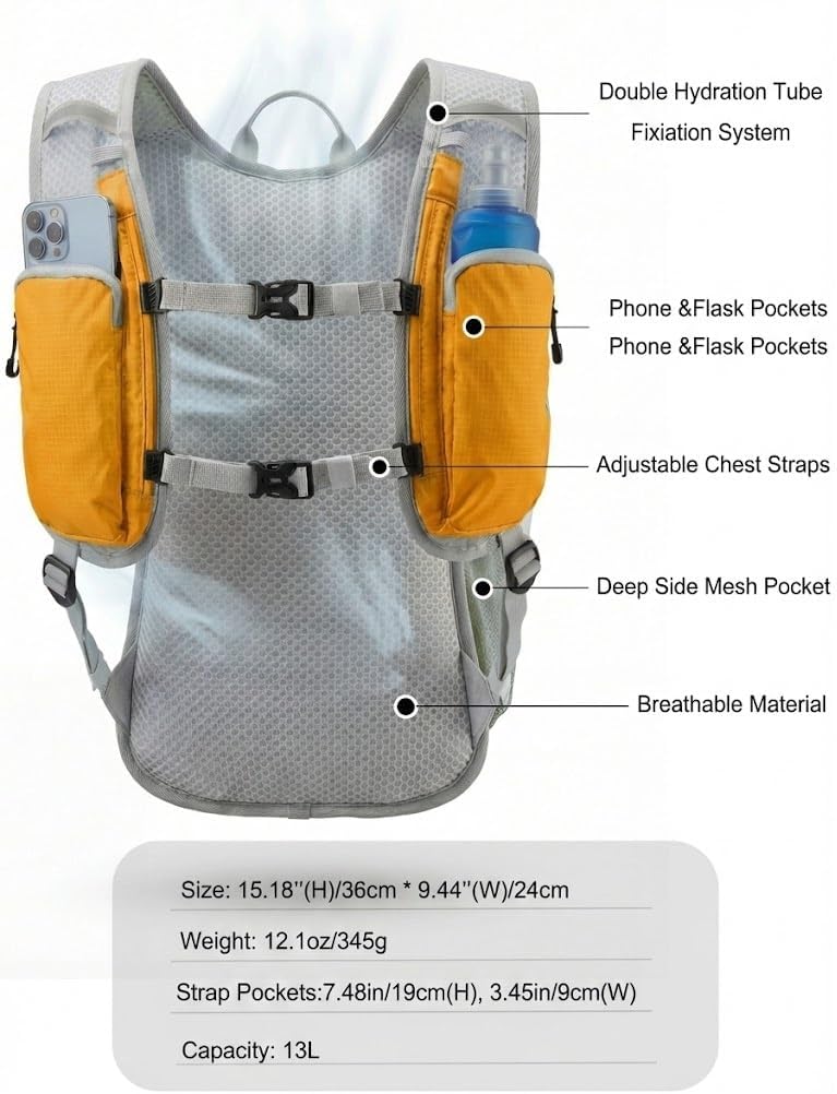Hydration Hiking Backpack, Water Hiking Backpack, Hydration Backpack with 15l Water Bladder, Runinnng Backpack for Men Women for Cycling Campling