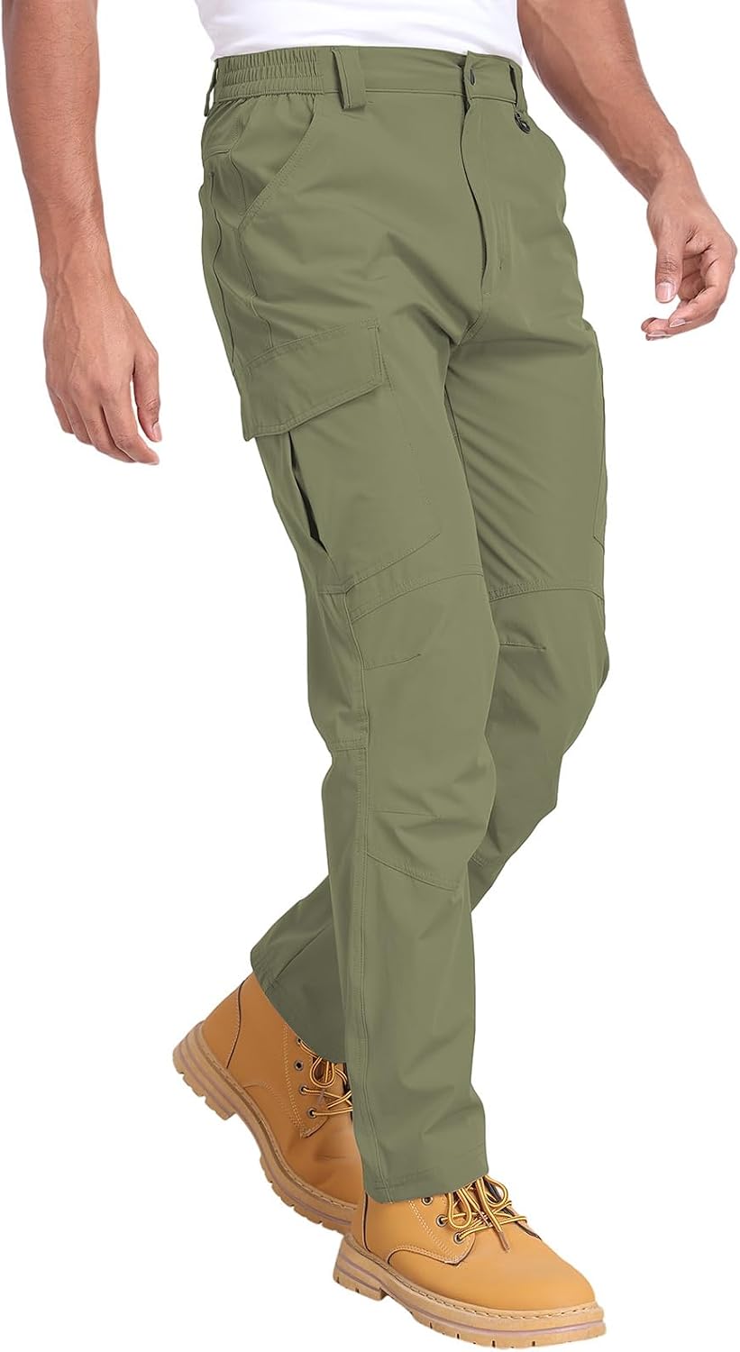 Men's Hiking Cargo Pants Water Resistant Quick Dry Lightweight Pants with 6 Pockets Tactical Work Pants