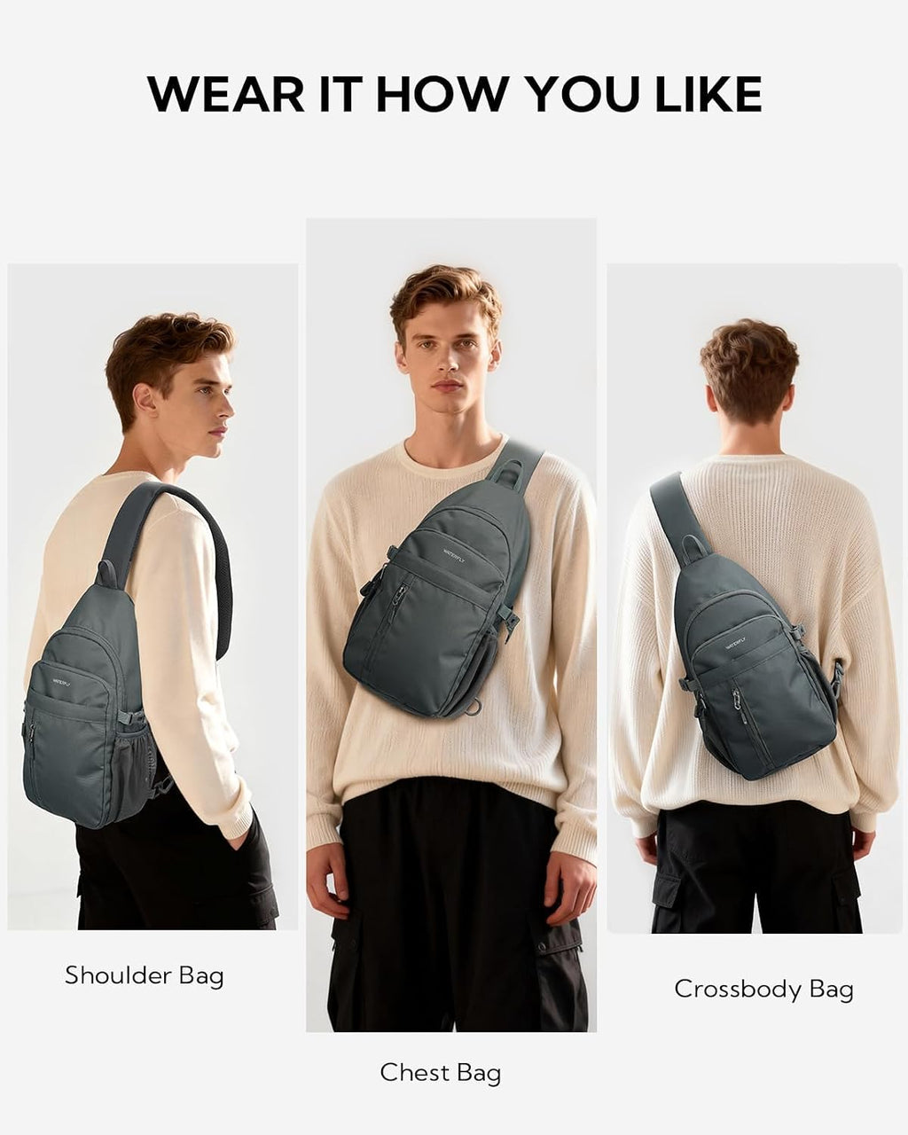 WATERFLY Small Crossbody Sling Bag: RFID Travel Hiking Daypack Man Woman