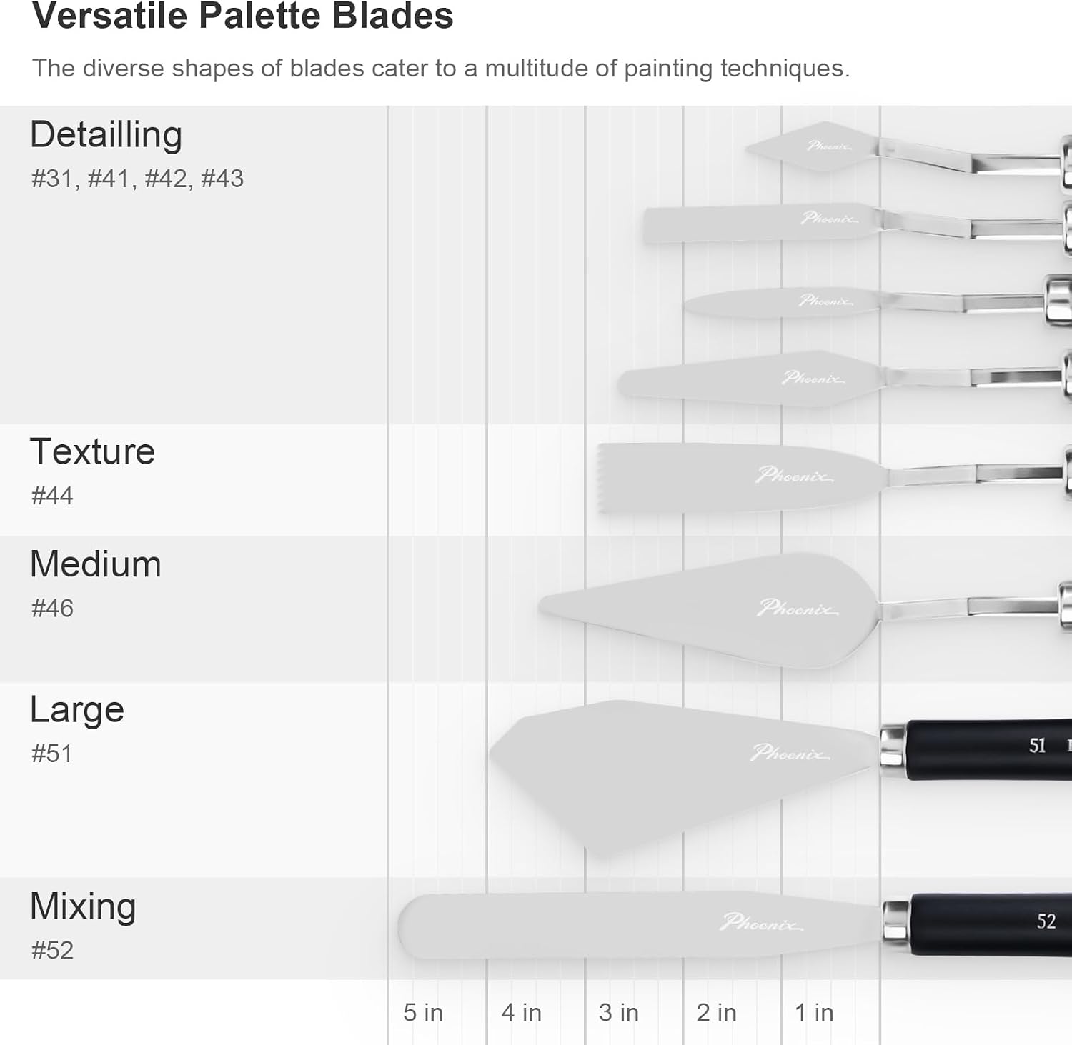 PHOENIX Flexible Palette Knife Set - 8 Stainless Steel Painting Knives with Gift Box, Art Knife with Wood Handle, Paint Spatula for Oil Acrylic Paint
