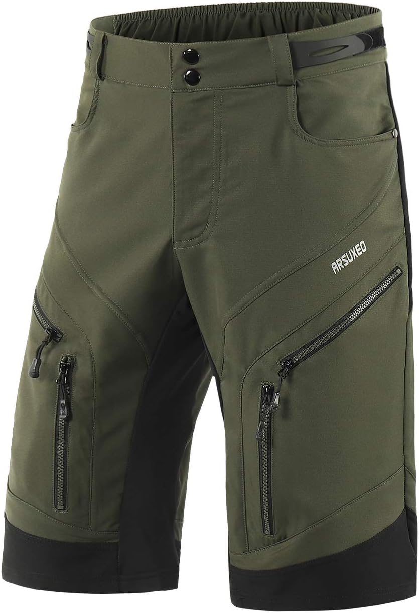 ARSUXEO Men's Loose Fit Cycling Shorts Mountain Bike Shorts Water Ressistant 1903
