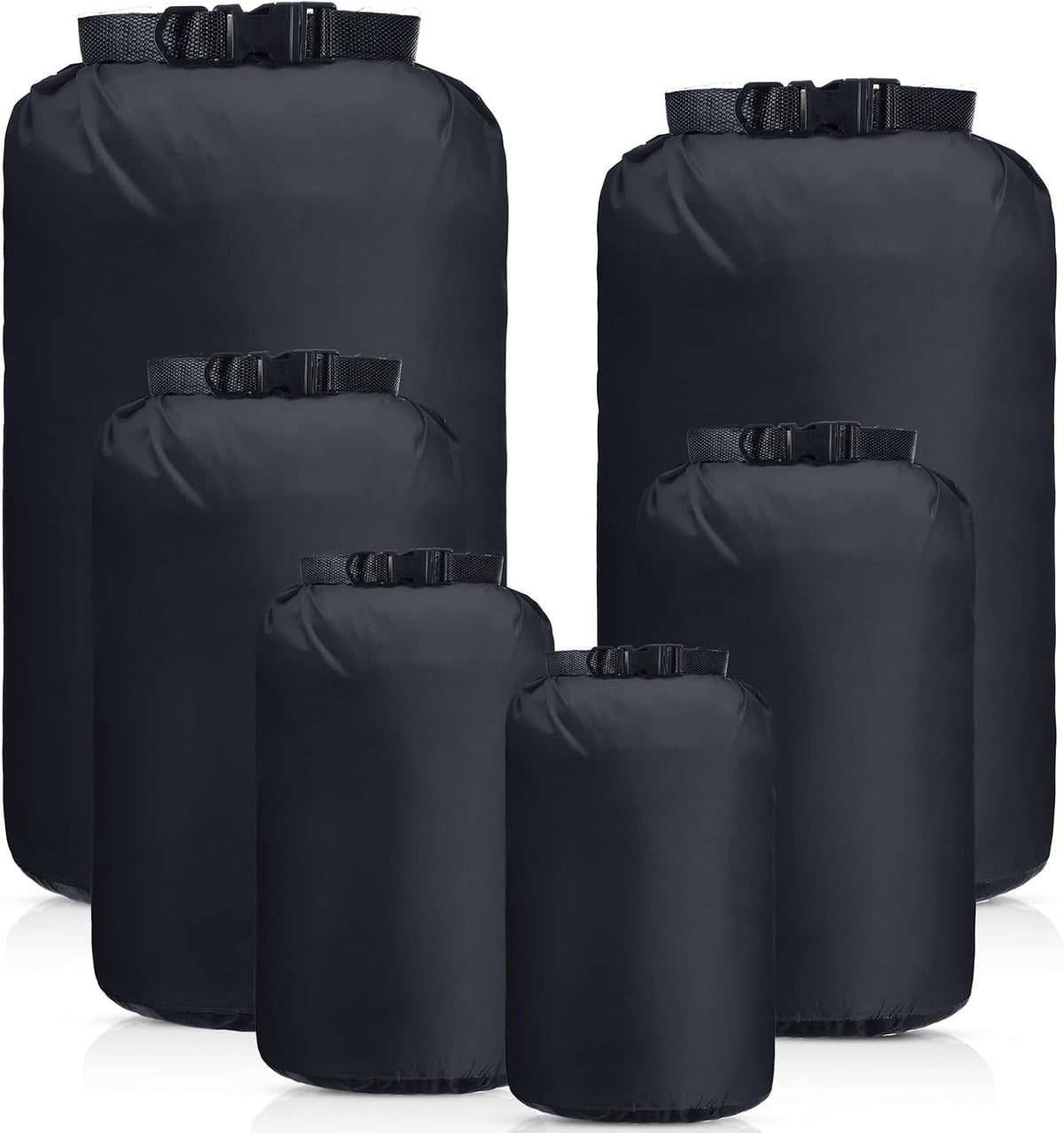 6 Pcs Waterproof Dry Bag Set for Kayaking & Camping,Black